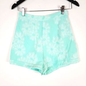 Forever 21 Textured Flower Print High Waisted Shorts a0704